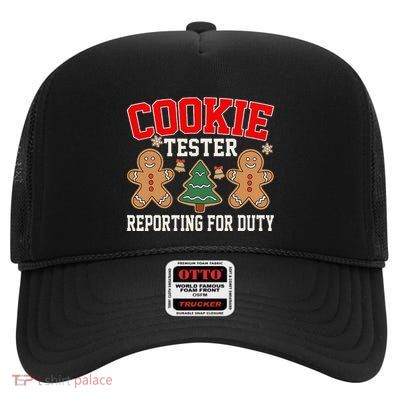 Cookie Tester Reporting For Duty Funny Christmas Xmas High Crown Mesh Back Trucker Hat