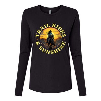 Country Trail Rides And Sunshine Horse Riding Cowgirl Womens Cotton Relaxed Long Sleeve T-Shirt