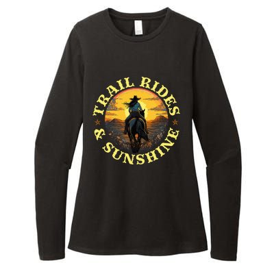 Country Trail Rides And Sunshine Horse Riding Cowgirl Womens CVC Long Sleeve Shirt