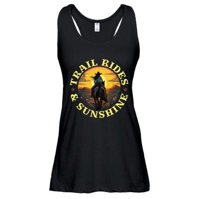 Country Trail Rides And Sunshine Horse Riding Cowgirl Ladies Essential Flowy Tank