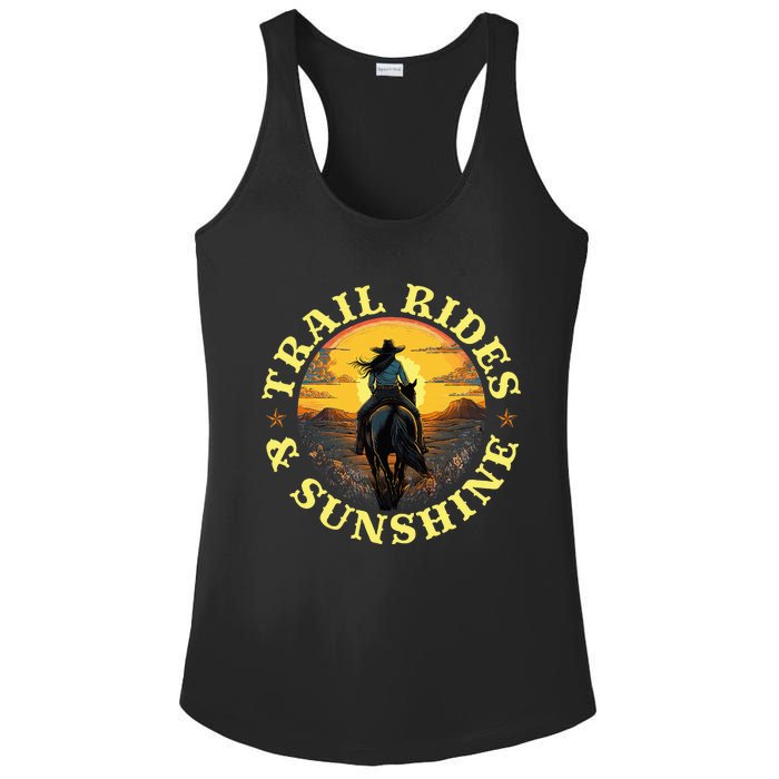 Country Trail Rides And Sunshine Horse Riding Cowgirl Ladies PosiCharge Competitor Racerback Tank