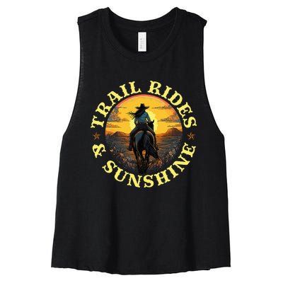 Country Trail Rides And Sunshine Horse Riding Cowgirl Women's Racerback Cropped Tank