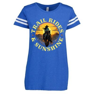 Country Trail Rides And Sunshine Horse Riding Cowgirl Enza Ladies Jersey Football T-Shirt