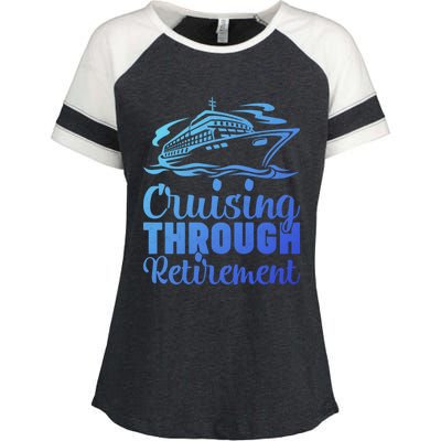 Cruising Through Retiret Cruise Cute Gift Enza Ladies Jersey Colorblock Tee