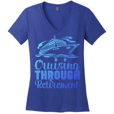 Cruising Through Retiret Cruise Cute Gift Women's V-Neck T-Shirt