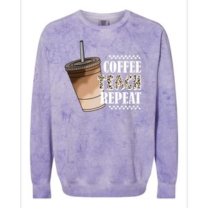 Coffee Teach Repeat Cute Teacher Gift Colorblast Crewneck Sweatshirt