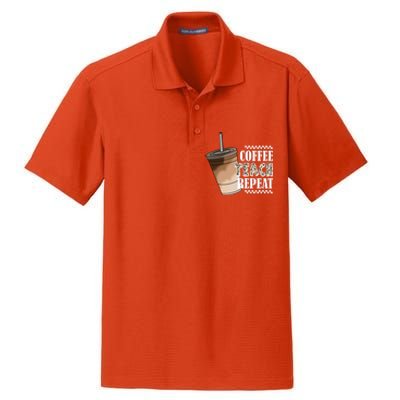 Coffee Teach Repeat Cute Teacher Gift Dry Zone Grid Polo