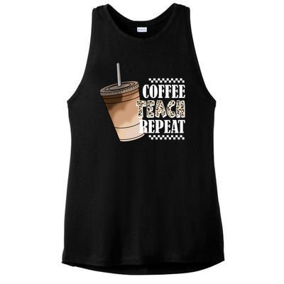 Coffee Teach Repeat Cute Teacher Gift Ladies PosiCharge Tri-Blend Wicking Tank