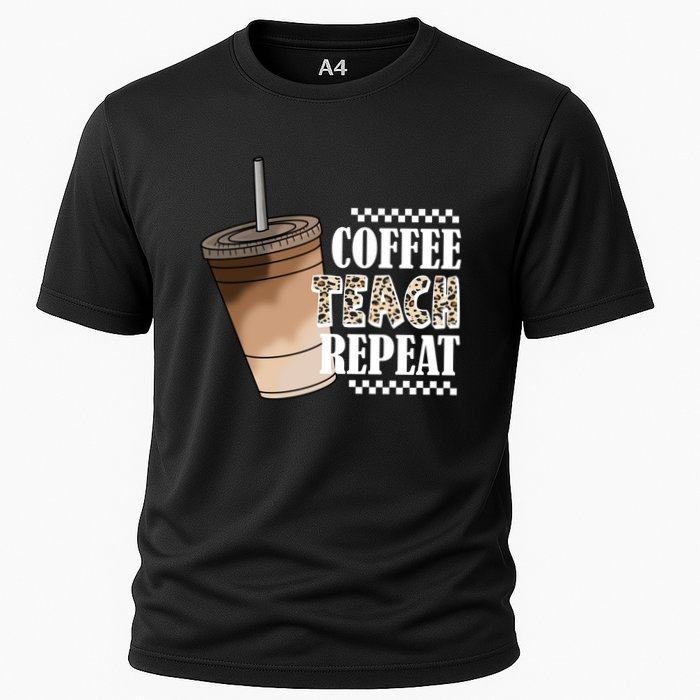 Coffee Teach Repeat Cute Teacher Gift Cooling Performance Crew T-Shirt