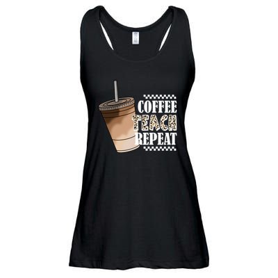 Coffee Teach Repeat Cute Teacher Gift Ladies Essential Flowy Tank