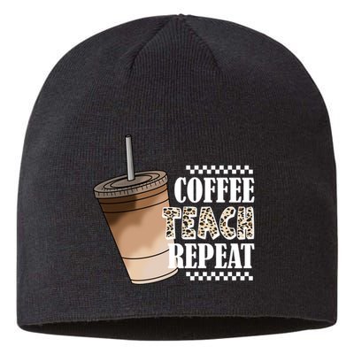Coffee Teach Repeat Cute Teacher Gift Sustainable Beanie