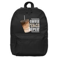 Coffee Teach Repeat Cute Teacher Gift 16 in Basic Backpack
