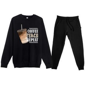 Coffee Teach Repeat Cute Teacher Gift Premium Crewneck Sweatsuit Set