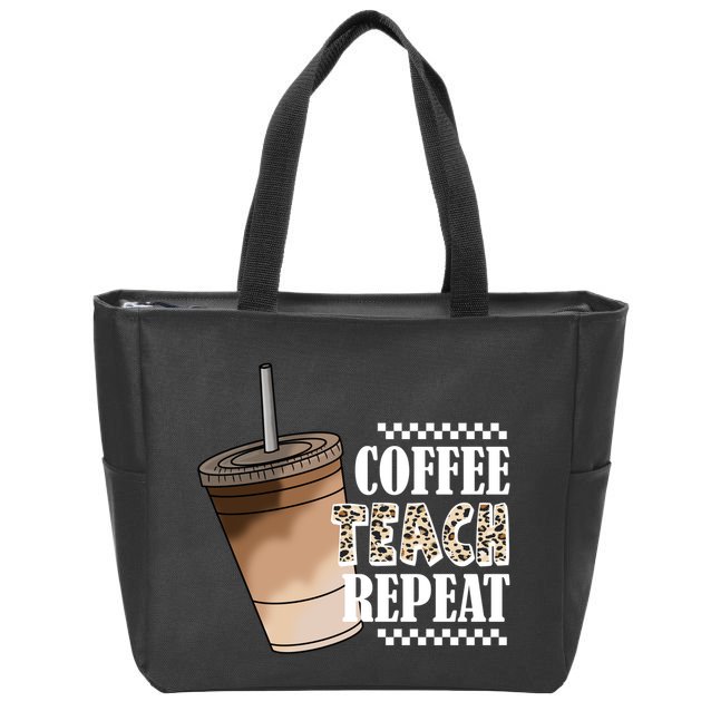Coffee Teach Repeat Cute Teacher Gift Zip Tote Bag