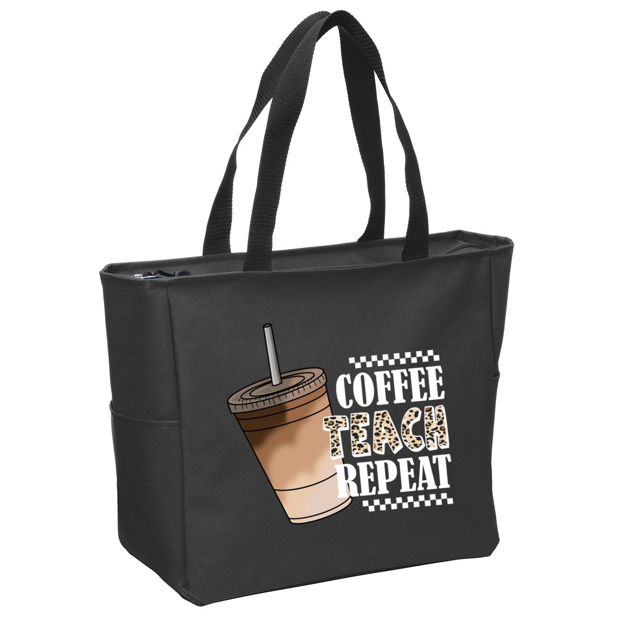 Coffee Teach Repeat Cute Teacher Gift Zip Tote Bag