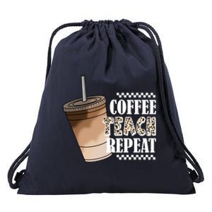 Coffee Teach Repeat Cute Teacher Gift Drawstring Bag