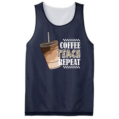 Coffee Teach Repeat Cute Teacher Gift Mesh Reversible Basketball Jersey Tank