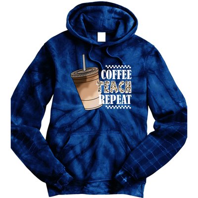 Coffee Teach Repeat Cute Teacher Gift Tie Dye Hoodie