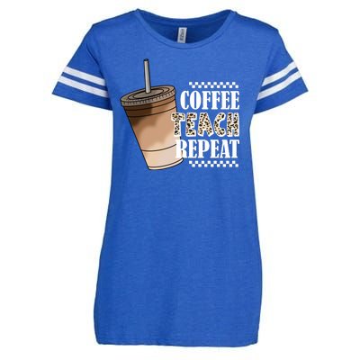 Coffee Teach Repeat Cute Teacher Gift Enza Ladies Jersey Football T-Shirt