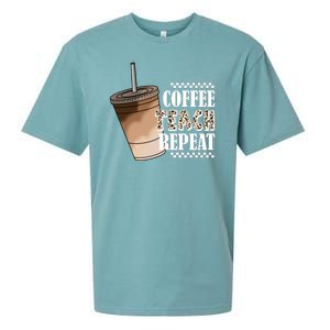 Coffee Teach Repeat Cute Teacher Gift Sueded Cloud Jersey T-Shirt