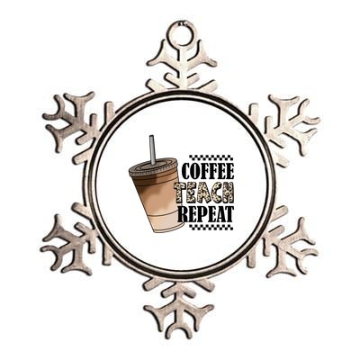 Coffee Teach Repeat Cute Teacher Gift Metallic Star Ornament