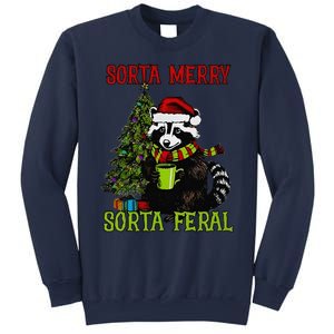 Christmas Tree Raccoon Santa Coffee Sorta Merry Feral 2024 Sweatshirt