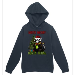 Christmas Tree Raccoon Santa Coffee Sorta Merry Feral 2024 Urban Pullover Hoodie