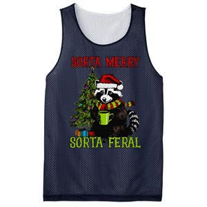 Christmas Tree Raccoon Santa Coffee Sorta Merry Feral 2024 Mesh Reversible Basketball Jersey Tank