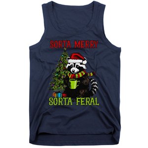 Christmas Tree Raccoon Santa Coffee Sorta Merry Feral 2024 Tank Top