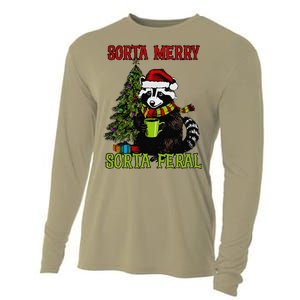 Christmas Tree Raccoon Santa Coffee Sorta Merry Feral 2024 Cooling Performance Long Sleeve Crew