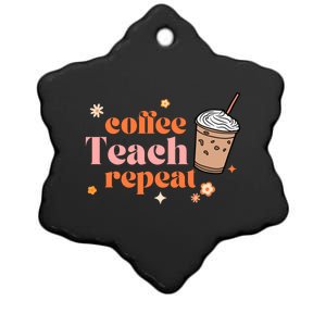 Coffee Teach Repeat Retro Teacher Coffee And Teaching Gift Ceramic Star Ornament