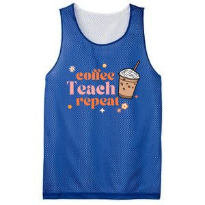 Coffee Teach Repeat Retro Teacher Coffee And Teaching Gift Mesh Reversible Basketball Jersey Tank