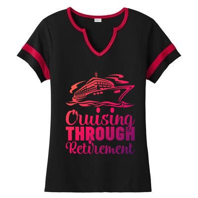 Cruising Through Retiret Cruise Cute Gift Ladies Halftime Notch Neck Tee