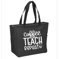 Coffee Teach Repeat Zip Tote Bag