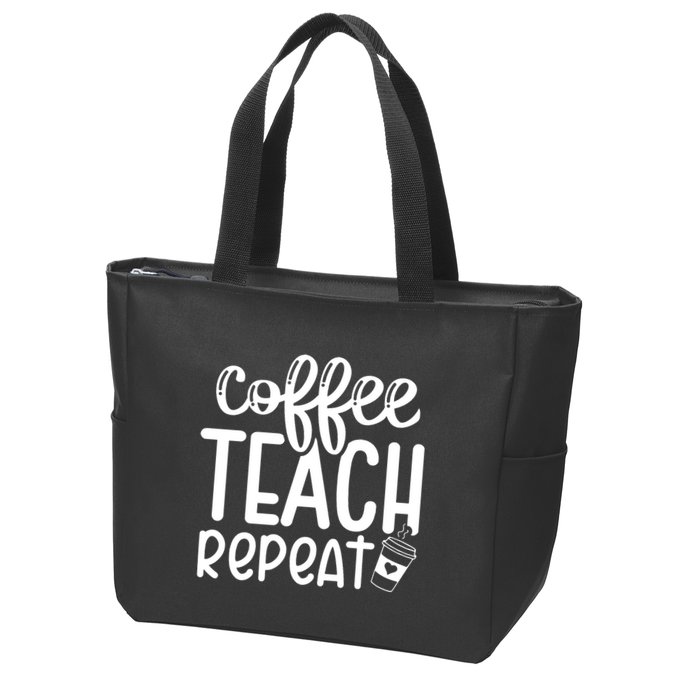 Coffee Teach Repeat Zip Tote Bag