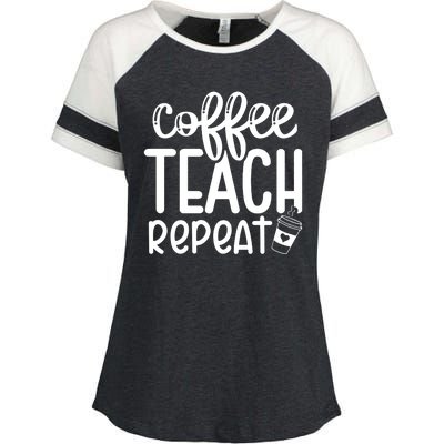 Coffee Teach Repeat Enza Ladies Jersey Colorblock Tee