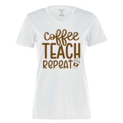 Coffee Teach Repeat Women's Momentum V-Neck T-Shirt