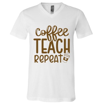 Coffee Teach Repeat V-Neck T-Shirt