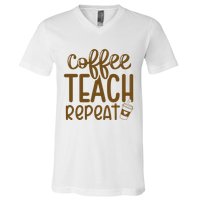 Coffee Teach Repeat V-Neck T-Shirt