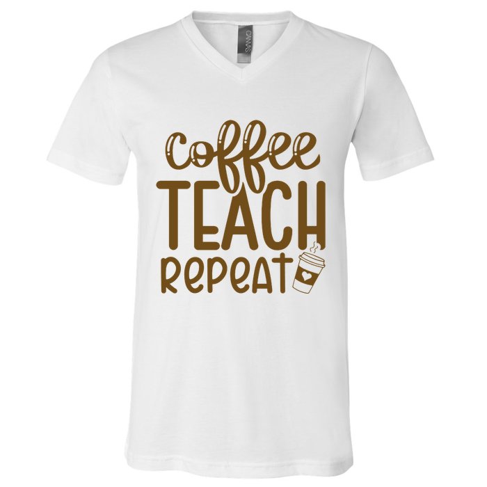 Coffee Teach Repeat V-Neck T-Shirt