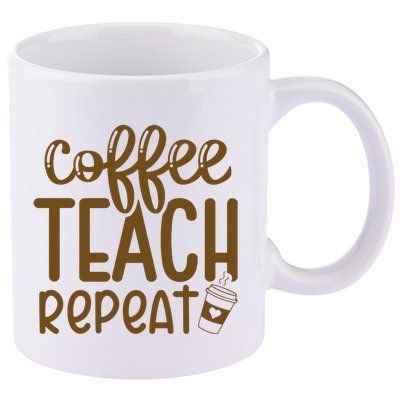 Coffee Teach Repeat 11oz C Handle Ceramic Mug
