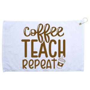 Coffee Teach Repeat Grommeted Golf Towel