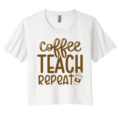 Coffee Teach Repeat Women's Crop Top Tee