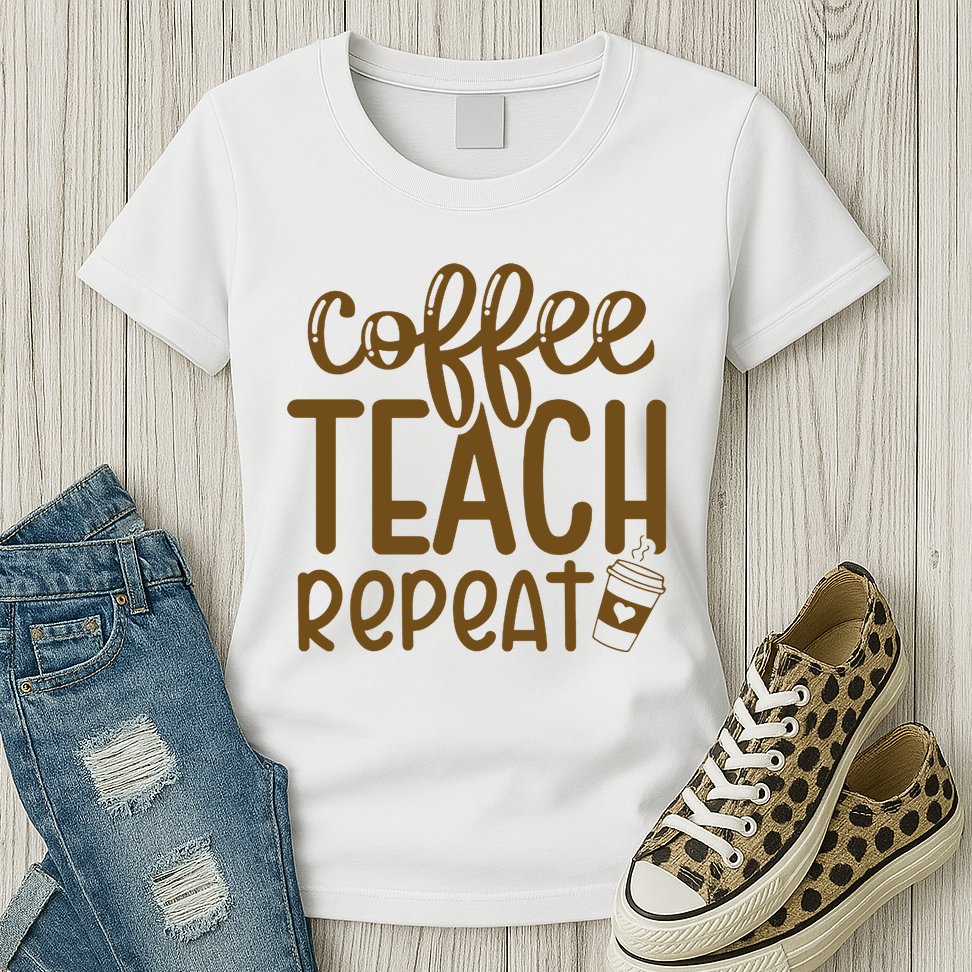 Coffee Teach Repeat Womens T-Shirt