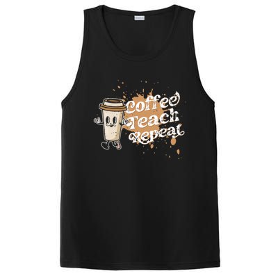 Coffee Teach Repeat Retro Teacher Life Motivational Gift PosiCharge Competitor Tank