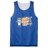 Coffee Teach Repeat Retro Teacher Life Motivational Gift Mesh Reversible Basketball Jersey Tank