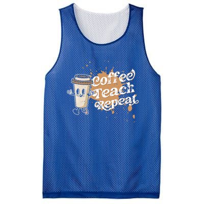 Coffee Teach Repeat Retro Teacher Life Motivational Gift Mesh Reversible Basketball Jersey Tank