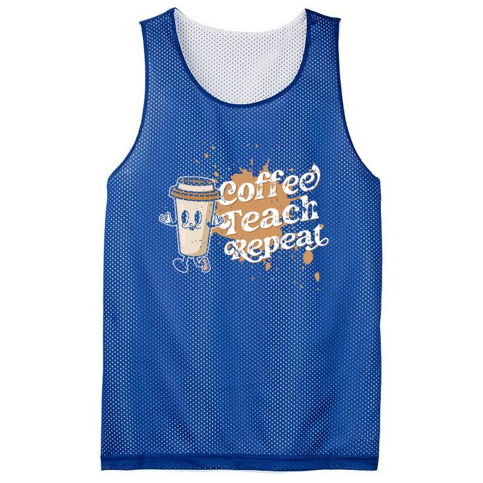 Coffee Teach Repeat Retro Teacher Life Motivational Gift Mesh Reversible Basketball Jersey Tank