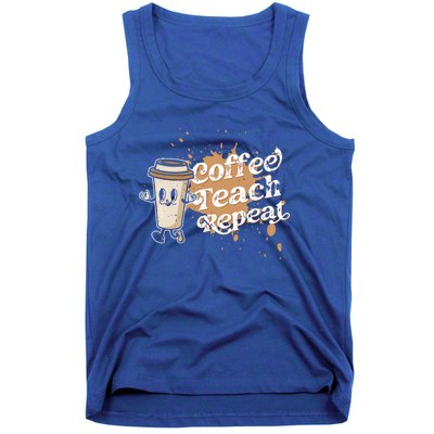 Coffee Teach Repeat Retro Teacher Life Motivational Gift Tank Top