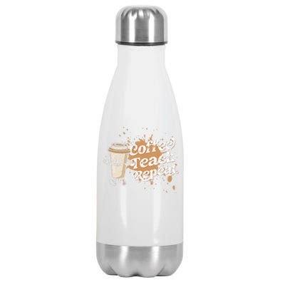 Coffee Teach Repeat Retro Teacher Life Motivational Gift Stainless Steel Insulated Water Bottle